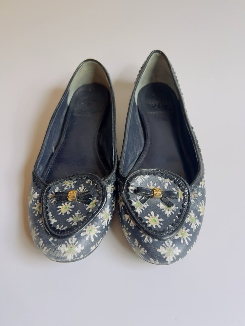 Tory Burch Reva Floral Print Ballet Flats Daisy Leather Size 8 M Rare - Picture 1 of 11